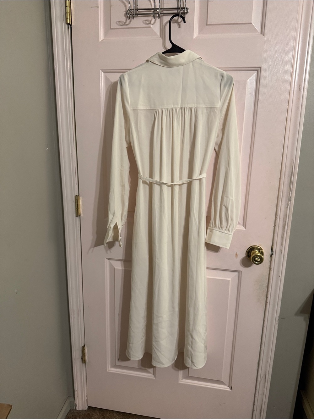 Light Cream Button-Front Maxi Shirt Dress by C O - Picture 7 of 11
